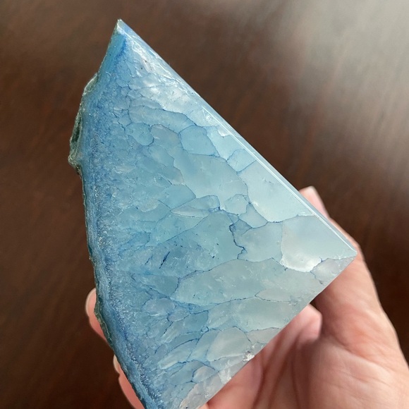 Agate Genuine Stone Blue Geode Wedge or Bookend - Picture 8 of 10